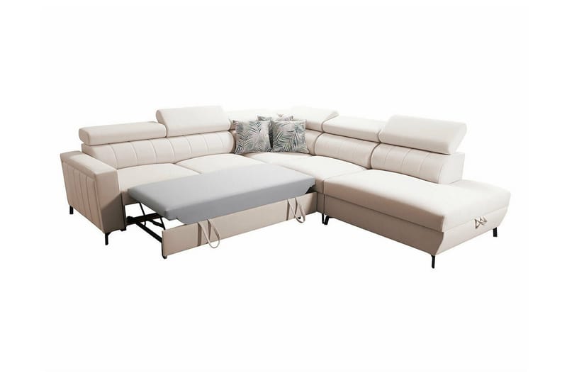 Galbally 4-sits Hörnbäddsoffa NO_BRAND beige - Möbler - Vardagsrum - Bäddsoffor - Hörnbäddsoffa