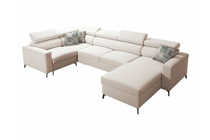 Galbally 4-sits Hörnbäddsoffa NO_BRAND Beige/Light beige - Möbler - Vardagsrum - Bäddsoffor - Hörnbäddsoffa