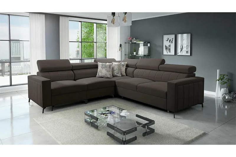 Galbally 4-sits Hörnbäddsoffa NO_BRAND Black - Möbler - Vardagsrum - Bäddsoffor - Hörnbäddsoffa