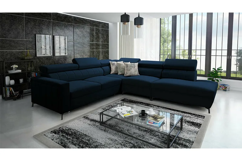 Galbally 4-sits Hörnbäddsoffa NO_BRAND Dark blue - Möbler - Vardagsrum - Bäddsoffor - Hörnbäddsoffa