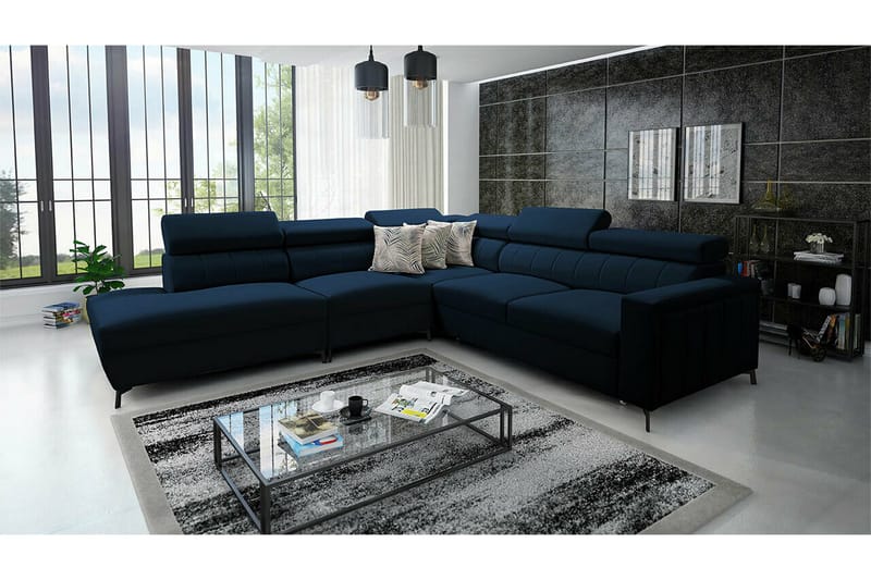Galbally 4-sits Hörnbäddsoffa NO_BRAND Dark blue - Möbler - Vardagsrum - Bäddsoffor - Hörnbäddsoffa