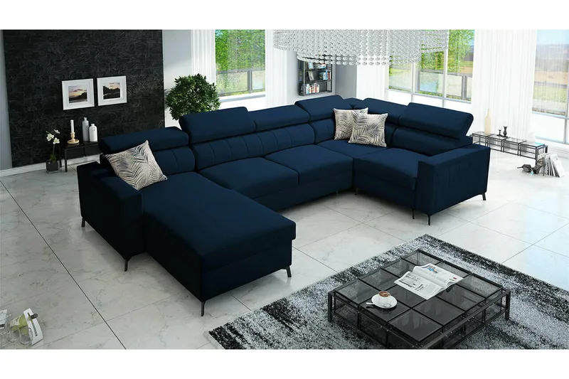 Galbally 4-sits Hörnbäddsoffa NO_BRAND Dark blue - Möbler - Vardagsrum - Bäddsoffor - Hörnbäddsoffa
