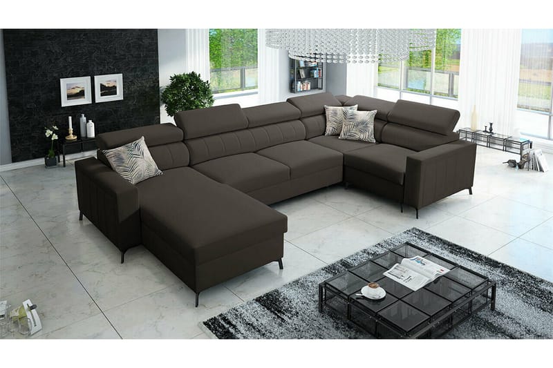 Galbally 4-sits Hörnbäddsoffa NO_BRAND Dark grey - Möbler - Vardagsrum - Bäddsoffor - Hörnbäddsoffa