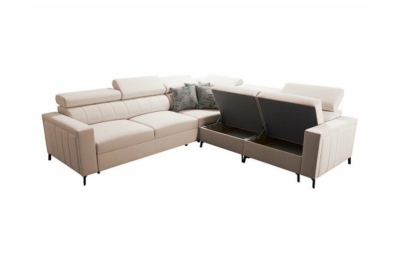 Galbally 4-sits Hörnbäddsoffa NO_BRAND Dark pink - Möbler - Vardagsrum - Bäddsoffor - Hörnbäddsoffa