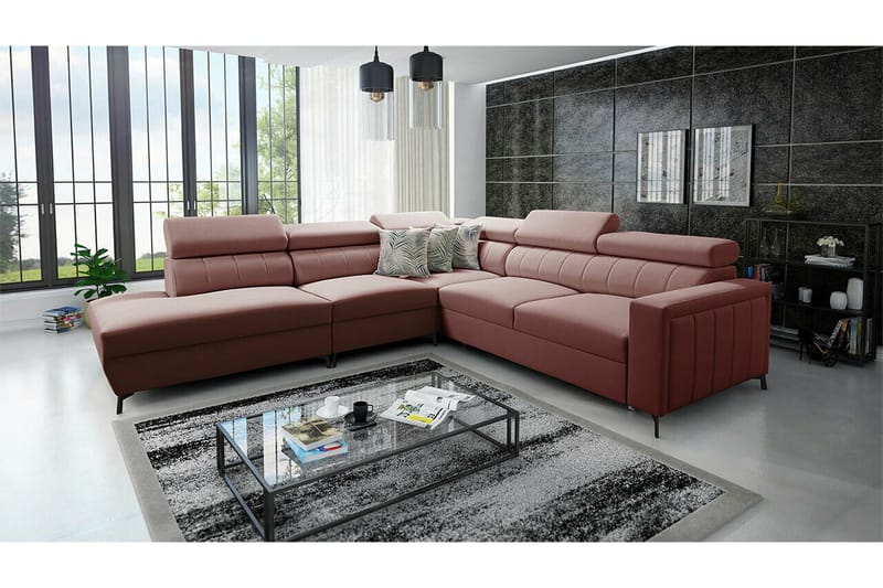 Galbally 4-sits Hörnbäddsoffa NO_BRAND Light brown - Möbler - Vardagsrum - Bäddsoffor