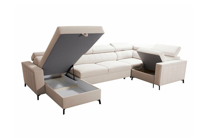 Galbally 4-sits Hörnbäddsoffa NO_BRAND Light grey - Möbler - Vardagsrum - Bäddsoffor - Hörnbäddsoffa