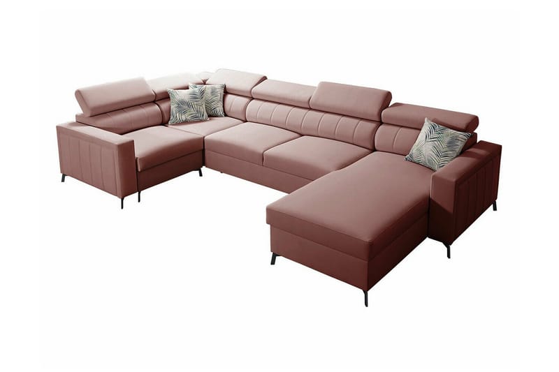 Galbally 4-sits Hörnbäddsoffa NO_BRAND Pink