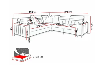 Galbally 4-sits Hörnbäddsoffa - Möbler - Vardagsrum - Bäddsoffor - Hörnbäddsoffa