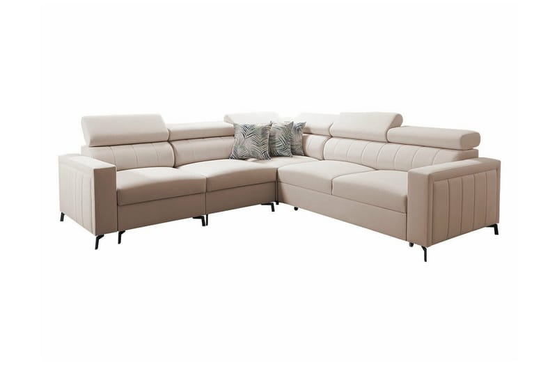 Galbally 4-sits L-formad Bäddsoffa med Förvaring i Tyg, Beige