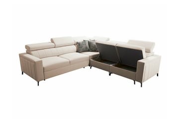 Galbally 4-sits L-formad Bäddsoffa med Förvaring i Tyg - Mörkbrun - Möbler - Vardagsrum - Bäddsoffor - Hörnbäddsoffa