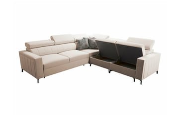 Galbally 4-sits Längsbäddad Bäddsoffa 128x210 cm med Förvaring i Sammet - Rosa - Möbler - Vardagsrum - Bäddsoffor - Hörnbäddsoffa