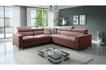 Galbally 4-sits Längsbäddad Bäddsoffa 128x210 cm med Förvaring i Sammet - Rosa - Möbler - Vardagsrum - Bäddsoffor - Hörnbäddsoffa