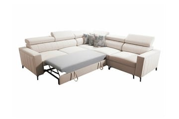 Galbally 4-sits Vänster L-formad Bäddsoffa med Förvaring i Tyg - Brun - Möbler - Vardagsrum - Bäddsoffor - Hörnbäddsoffa
