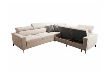 Galbally 4-sits Vänster L-formad Bäddsoffa med Förvaring i Tyg - Brun - Möbler - Vardagsrum - Bäddsoffor - Hörnbäddsoffa