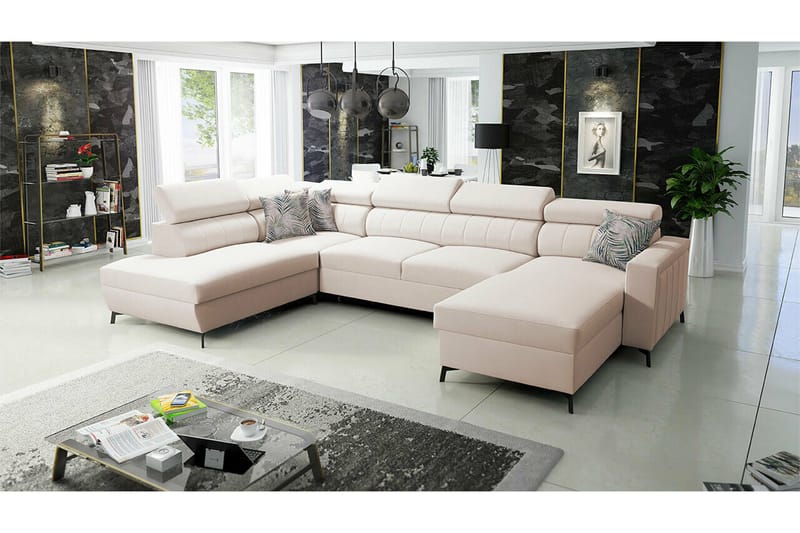 Galbally 5-sits Hörnbäddsoffa Beige - Möbler - Vardagsrum - Bäddsoffor - U bäddsoffa