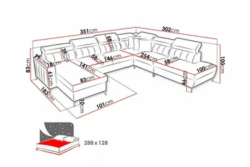 Galbally 5-sits Hörnbäddsoffa beige - Möbler - Vardagsrum - Bäddsoffor - U bäddsoffa