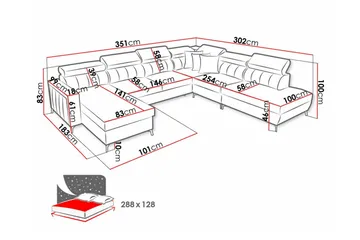 Galbally 5-sits Hörnbäddsoffa beige - Möbler - Vardagsrum - Bäddsoffor - U bäddsoffa