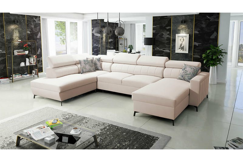Galbally 5-sits Hörnbäddsoffa Beige - Möbler - Vardagsrum - Bäddsoffor - Hörnbäddsoffa