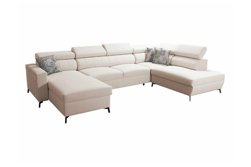 Galbally 5-sits Hörnbäddsoffa Beige/Ljusbeige - Möbler - Vardagsrum - Bäddsoffor - Hörnbäddsoffa