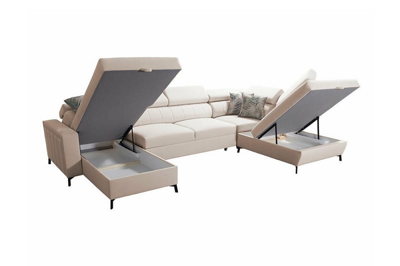 Galbally 5-sits Hörnbäddsoffa Beige/Ljusbeige - Möbler - Vardagsrum - Bäddsoffor - Hörnbäddsoffa