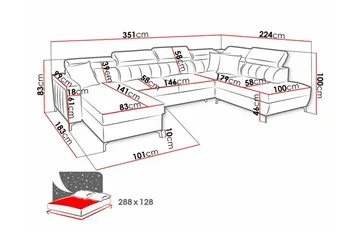 Galbally 5-sits Hörnbäddsoffa Dark brown - Möbler - Vardagsrum - Bäddsoffor - U bäddsoffa