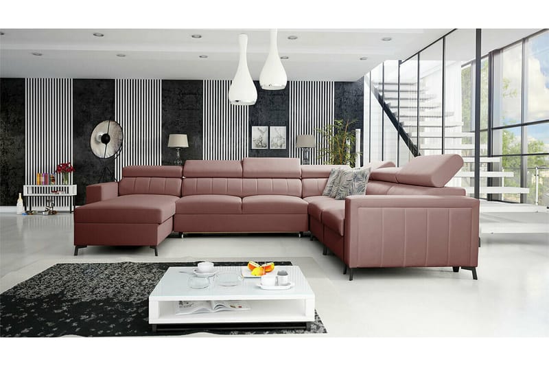 Galbally 5-sits Hörnbäddsoffa Dark pink - Möbler - Vardagsrum - Bäddsoffor - Hörnbäddsoffa