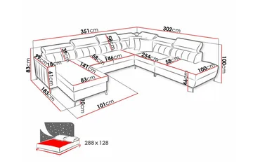 Galbally 5-sits Hörnbäddsoffa Light grey - Möbler - Vardagsrum - Bäddsoffor - U bäddsoffa