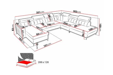 Galbally 5-sits Hörnbäddsoffa Light grey/Dark grey - Möbler - Vardagsrum - Bäddsoffor - U bäddsoffa