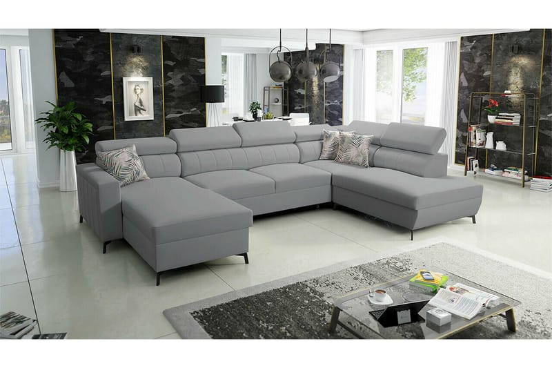 Galbally 5-sits Hörnbäddsoffa Light grey/Dark grey - Möbler - Vardagsrum - Bäddsoffor - U bäddsoffa