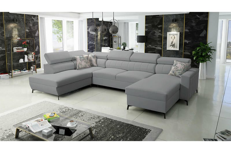 Galbally 5-sits Hörnbäddsoffa Ljusgrå - Möbler - Vardagsrum - Bäddsoffor - Hörnbäddsoffa