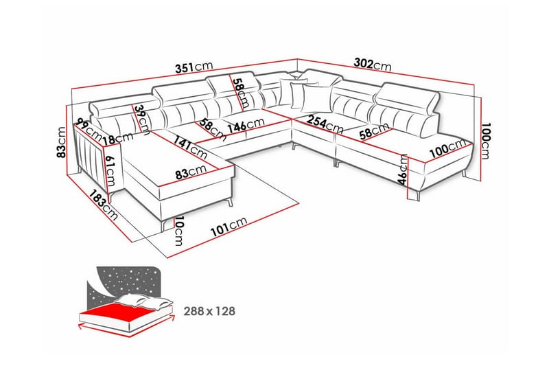 Galbally 5-sits Hörnbäddsoffa Ljusgrå - Hörnbäddsoffa - Bäddsoffor