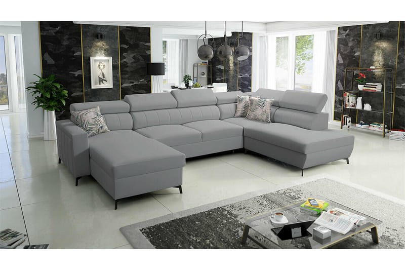 Galbally 5-sits Hörnbäddsoffa Ljusgrå/Mörkgrå - Möbler - Vardagsrum - Bäddsoffor - U bäddsoffa
