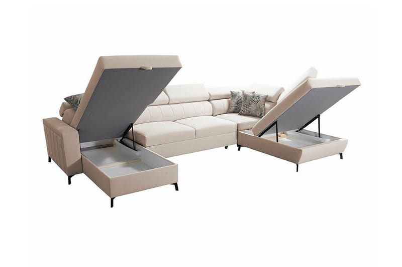 Galbally 5-sits Hörnbäddsoffa Ljusgrå/Mörkgrå - Möbler - Vardagsrum - Bäddsoffor - U bäddsoffa