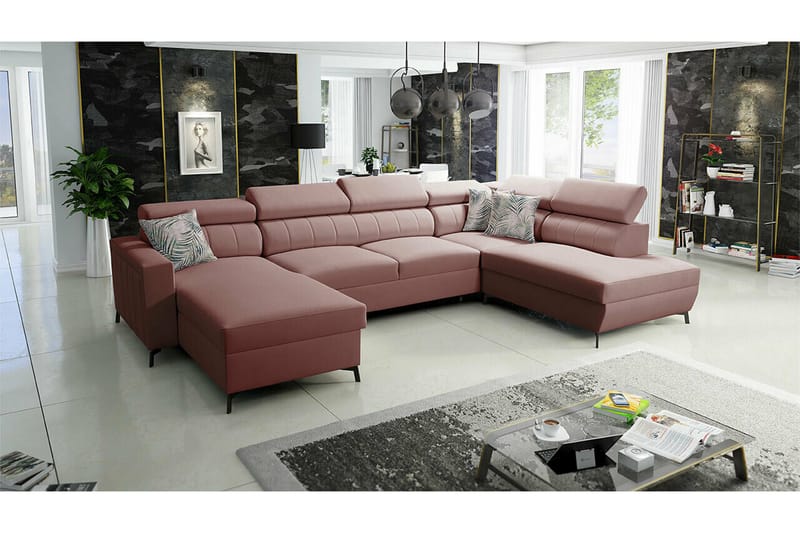 Galbally 5-sits Hörnbäddsoffa Ljusrosa - Möbler - Vardagsrum - Bäddsoffor - Hörnbäddsoffa