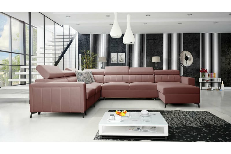 Galbally 5-sits Hörnbäddsoffa Ljusrosa - Möbler - Vardagsrum - Bäddsoffor - Hörnbäddsoffa