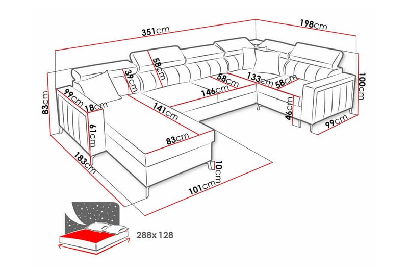 Galbally 5-sits Hörnbäddsoffa Mörkbrun - Möbler - Vardagsrum - Bäddsoffor - Hörnbäddsoffa