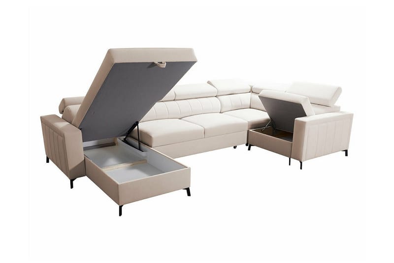 Galbally 5-sits Hörnbäddsoffa NO_BRAND beige - Möbler - Vardagsrum - Bäddsoffor - Hörnbäddsoffa