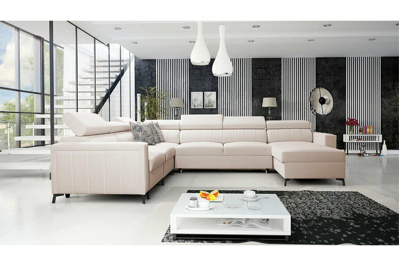Galbally 5-sits Hörnbäddsoffa NO_BRAND beige - Möbler - Vardagsrum - Bäddsoffor - Hörnbäddsoffa
