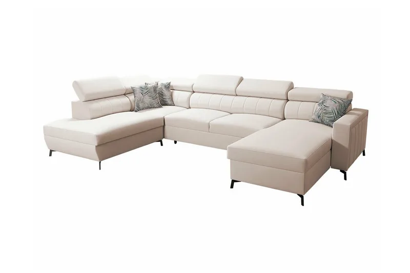 Galbally 5-sits Hörnbäddsoffa NO_BRAND Beige - Möbler - Vardagsrum - Bäddsoffor - U bäddsoffa