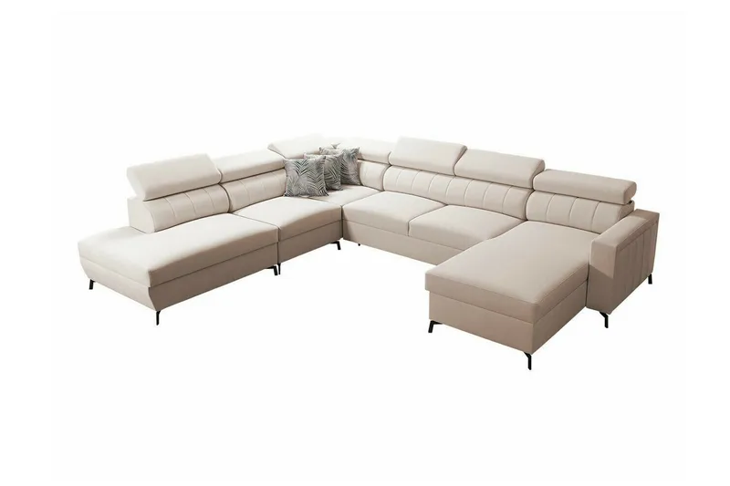 Galbally 5-sits Hörnbäddsoffa NO_BRAND beige - Möbler - Vardagsrum - Bäddsoffor - Hörnbäddsoffa