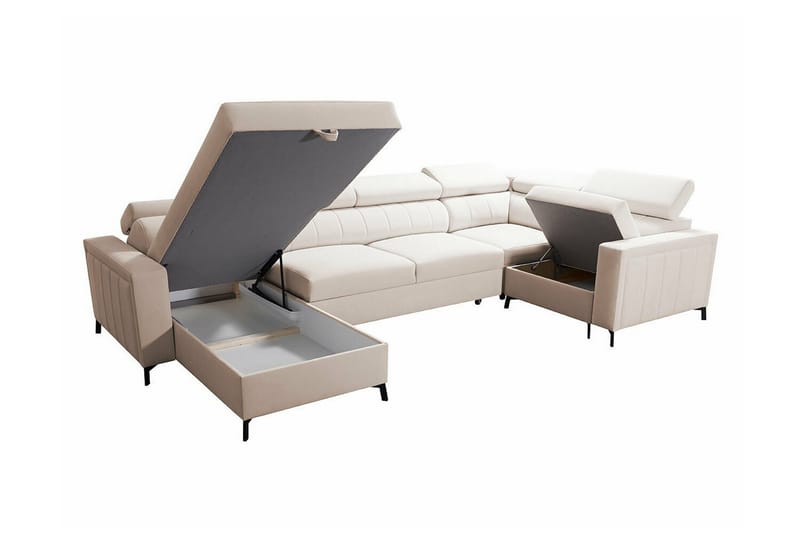 Galbally 5-sits Hörnbäddsoffa NO_BRAND beige - Möbler - Vardagsrum - Bäddsoffor - Hörnbäddsoffa