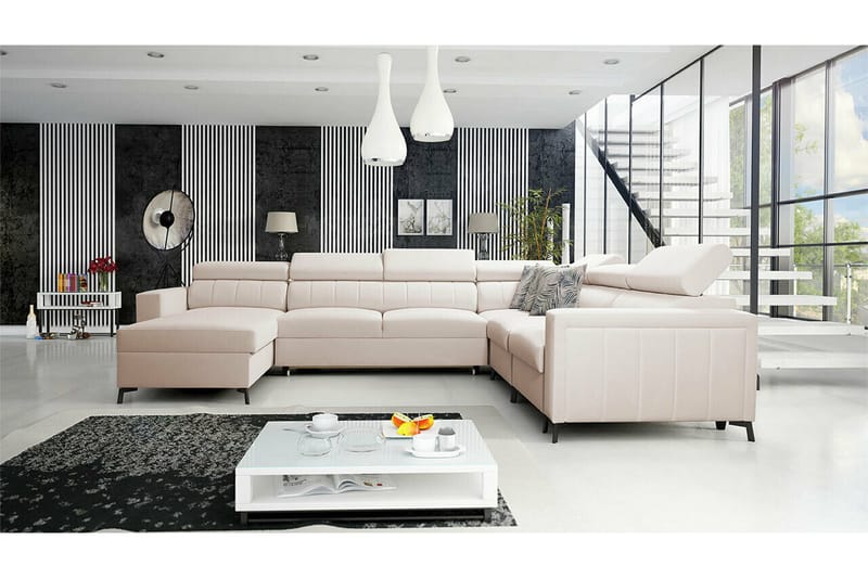 Galbally 5-sits Hörnbäddsoffa NO_BRAND beige - Möbler - Vardagsrum - Bäddsoffor - Hörnbäddsoffa