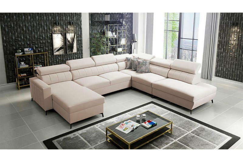 Galbally 5-sits Hörnbäddsoffa NO_BRAND beige - Möbler - Vardagsrum - Bäddsoffor - Hörnbäddsoffa