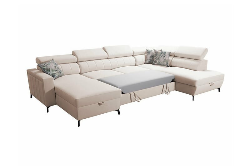 Galbally 5-sits Hörnbäddsoffa NO_BRAND Beige/Light beige - Möbler - Vardagsrum - Bäddsoffor - Hörnbäddsoffa