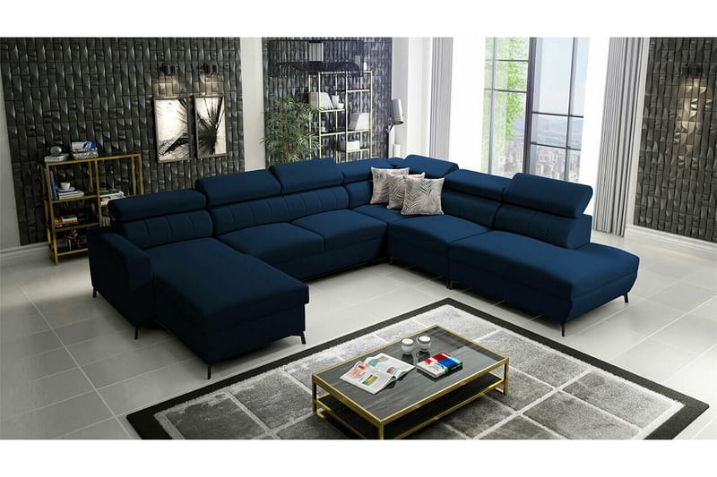 Galbally 5-sits Hörnbäddsoffa NO_BRAND Dark blue - Möbler - Vardagsrum - Bäddsoffor - Hörnbäddsoffa