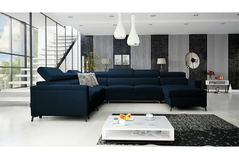 Galbally 5-sits Hörnbäddsoffa NO_BRAND Dark blue - Möbler - Vardagsrum - Bäddsoffor - U bäddsoffa
