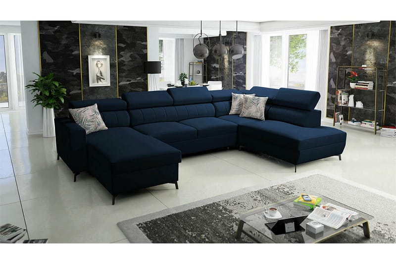 Galbally 5-sits Hörnbäddsoffa NO_BRAND Dark blue - Möbler - Vardagsrum - Bäddsoffor - Hörnbäddsoffa