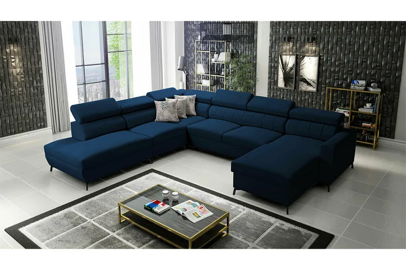 Galbally 5-sits Hörnbäddsoffa NO_BRAND Dark blue - Möbler - Vardagsrum - Bäddsoffor - Hörnbäddsoffa