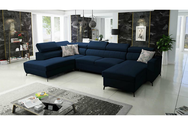 Galbally 5-sits Hörnbäddsoffa NO_BRAND Dark blue - Möbler - Vardagsrum - Bäddsoffor - Hörnbäddsoffa