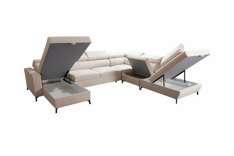 Galbally 5-sits Hörnbäddsoffa NO_BRAND Dark pink - Möbler - Vardagsrum - Bäddsoffor - Hörnbäddsoffa